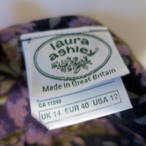 Vintage 80s Laura Ashley Cotton Wool Modest Cottagecore Floral Dress Women's 12 - Picture 5 of 6